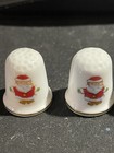 4 Vintage Porcelain Christmas Thimbles  Santa Claus W  Gold Accent 