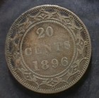 1896 Canada Newfoundland 20 Cents Sterling Silver  925 Queen Victoria Coin- Circ