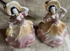 Vintage  2  Lady Planter Vase Southern Belle Woman Figurine 2 Pcs