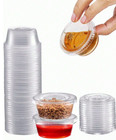 25 Pcs  2 Oz Disposable Plastic Portion Cups With Lids - Meal Prep