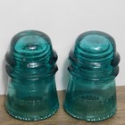Vintage Antique Hemingray No  16 Aqua Blue Glass 4  Insulator Lot Of 2