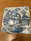 2 Antique 18th Century Blue And White  Delf Religious Ceramic Wall Tiles