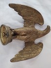 Vtg Antique Very Detailed American Eagle Flag Pole Topper Solid Brass Free Stand