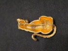 Gold Tone Leopard Print Cat Brooch Pin With Green Eyes Metal Jewelry