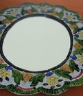 Traditional Floral-patterned Mexican Punched-tin Painted Mirror  8 5  X 10 