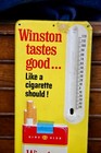 Vintage Winston Cigarette Tobacco Thermometer Tin Advertising Sign Metal Display