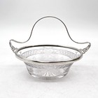 Vintage Webster Co  Sterling Silver Rim Cut Glass Crystal Service Bowl Basket