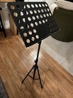 Black Metal Height-adjustable Foldable Tripod Sheet Music Stand Portable Holder