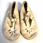 Sweet White Leather Baby Or Doll Shoes T-strap With Cutouts 4  Long
