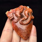 Ming Dynasty Ancient Jade Dragon And Chi Pattern Jade Heart-shaped Pendants