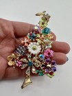 New Gt Designer Inspired Enamel Rhinestone Christmas Tree Brooch Pin 3 5 