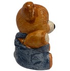 Vintage Glazed Ceramic Teddy Bear blue Overalls Coin Bank Children s Baby Gift