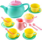 18-piece Kids Tea Party Set With Cups   Saucers   Interactive Plush Puppy Bundle