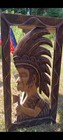 Hand Carved African Tribal Head Wood Wall Hanging Art