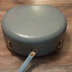 Vintage Round Hard-sided Blue Hat Box Carry Case W  Handle   Latches