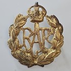 Ww1 Royal Air Force Cap Badge Kings Crown Raf Brass 2 Lugs 45mm X 38mm 