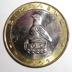 2002 Zimbabwe 5 Dollars Bi-metallic Coin Rhinoceros Animal Wildlife