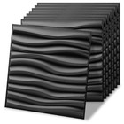  20 Pack Decorative 3d Wall Panels  19 Sq feet Pvc Interior 20 Pcs Wavy Black