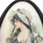 Antique Vtg Print-victorian Woman W flowers By Archie Gunn   1908-old Metal Frame