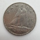 1968 Canada Queen Elizabeth Ii Bluenose Ship Old Silver 10 Cents Coin I113578