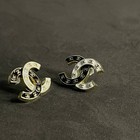Chanel Gold Black Cc Stud Earrings