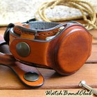 Leather Watch Strap 20mm Brown Wrist Watch Bund Band Cuff Bracelet Two Covers