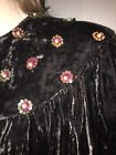 Vintage Black Velvet Cape Beaded Art Deco  Evening Cloak