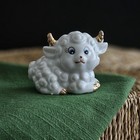 2027 Year Of Goat Cute Mini Ceramic Sheep Figurine White Gold Zodiac Gift Decor
