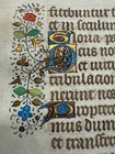 Illuminated Medieval Manuscript Leaf From A Book Of Hours On Vellum