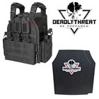 Urban Black Storm Tactical Vest Plate Carrier W level Iii L3 Armor Plate