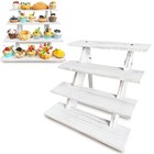 Umgozrz 4-tier White Wooden Cupcake Stand Rustic Wood Cake Display Party