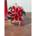 Mercury Glass Oil Lamp Poinsettia Design Christmas Holiday Ornament Vtg W  Box