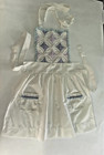 Child s Vintage Quilted Cathedral Window Bib Apron Cotton Cottagecore Pockets