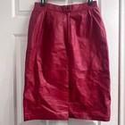 Vintage Skirt Red Leather Pencil Midi Size 14