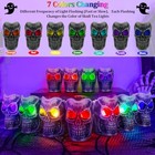   Flickering Colorful Lights   12 Pack Halloween Skull Tealights Candles  Led 