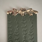 Green   Gold Floral Pattern Embossed Metal Bookmark  Rectangle Shape