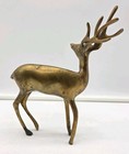 Vintage Mcm Brass Deer Figurine With Antlers 7 5    Tall Heavy 331g