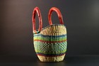 Handwoven African Basket Colorful Tribal Storage Shopping Tote-g5632