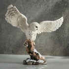 Snowy Owl Spread Wings Perching On Branch Figurine Home Decorative Collectible