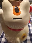 Vintage Chinese Money Saver Coin Bank Ceramic Porcelain Cat Brand New
