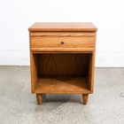 Mid Century Modern Nightstand End Side Table Solid Oak Drawer Vintage Single Mcm