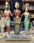 Rare Ancient Egyptian Antiquities Statue God Osiris  Horus And Goddess Isis Bc