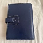 Filofax Malden Organizer Planner Navy Leather Bible Size Good Authentic 