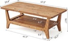 Solid Wood Coffee Table 47-inch Modern Center Table With Storage For Living Room