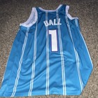 Charlotte Hornets Ball  1 Nba Basketball Jersey Blue White Striped Fan Apparel