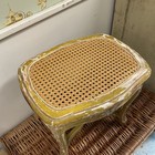 Antique French Carved Wood Footstool Caning Replaced Chippy Original Finish