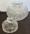 Vintage Bohemian Clear Cut Glass Crystal Queens Lace Ginger Jar W  Lid Cannister