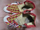 Antique Native American Beaded Sioux Moccasins Split Tongue Sinew Sewn Man s
