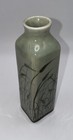 Vintage Thai Celadon Glaze Stoneware Vase     Hand Painted Reeds   Birds - 6 1 4   