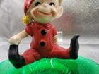Mischievous Elf Pixie Gnome Sprite Holding Foot Large Feet  Vintage Figurine 
